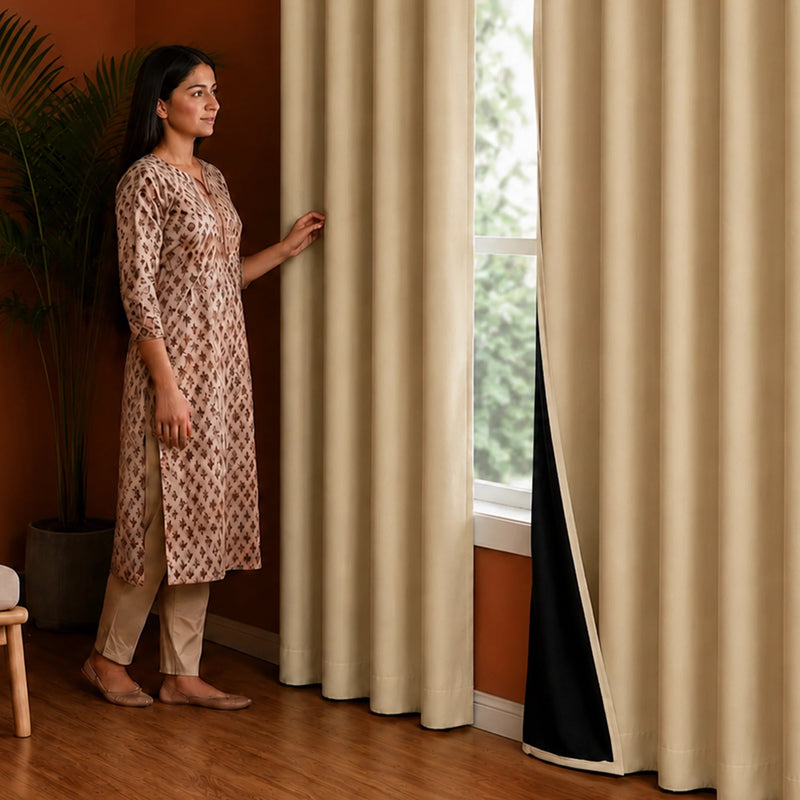 Fort Essential - Black Backing Blackout Curtain (Dutch White)-5