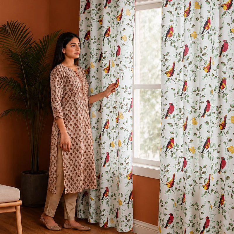 Multicolor Little Wings Rod Pocket Duck Curtain-5