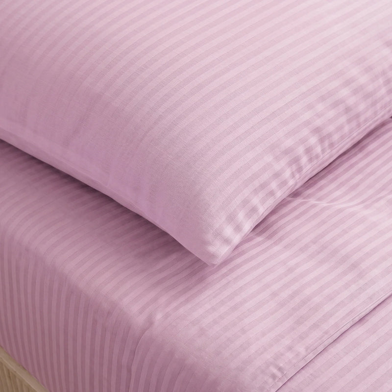 Breton Mellow - Satin Striped Duvet Cover (Pink)-5