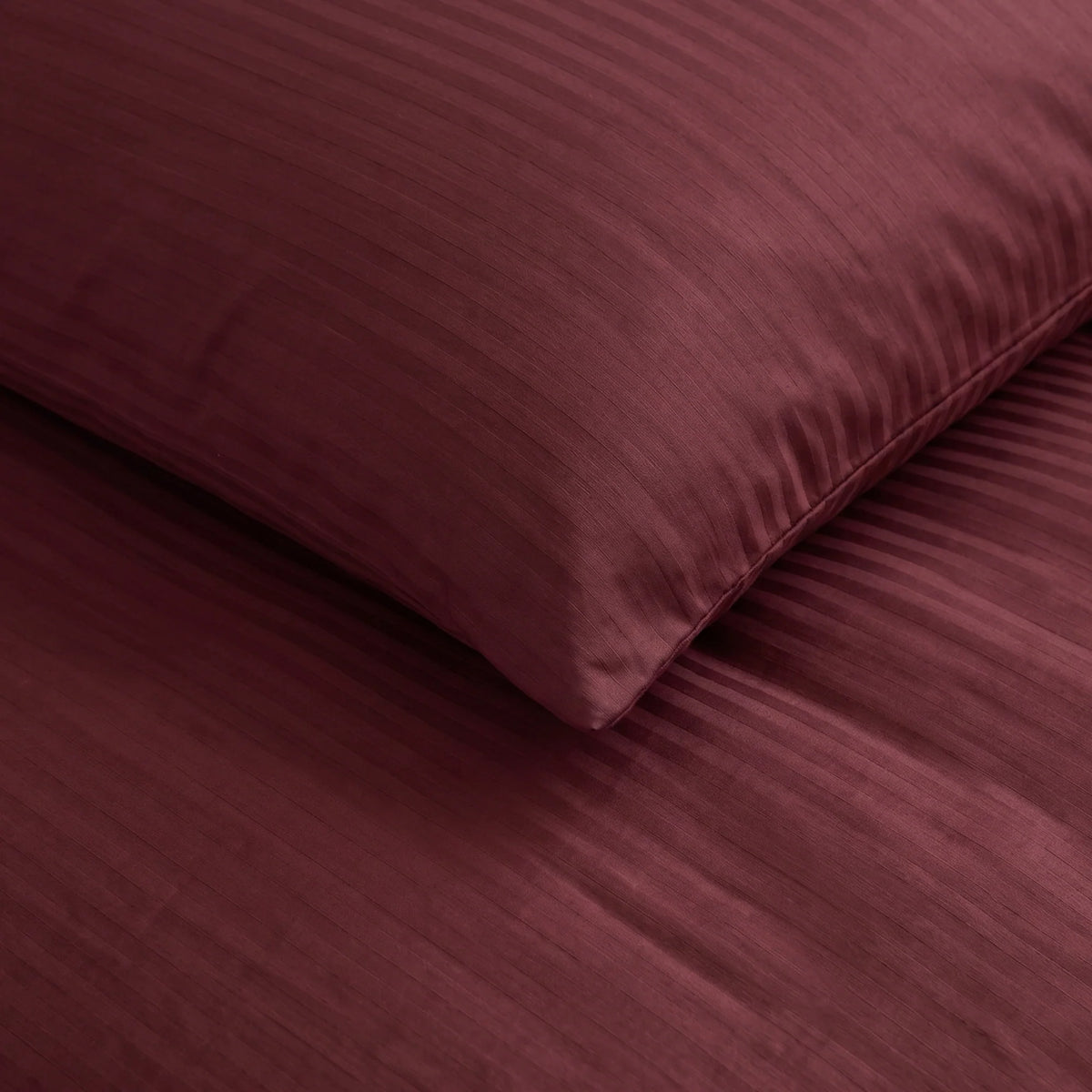 Breton Mellow - Satin Stripe Duvet Cover (Maroon)-5