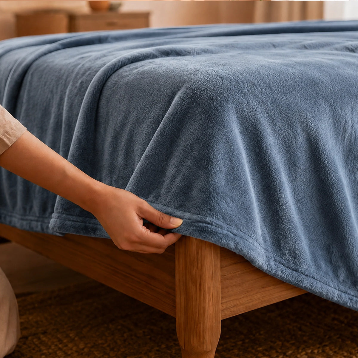 Fort Mellow - Solid Plush Blanket (Frost Blue)-7