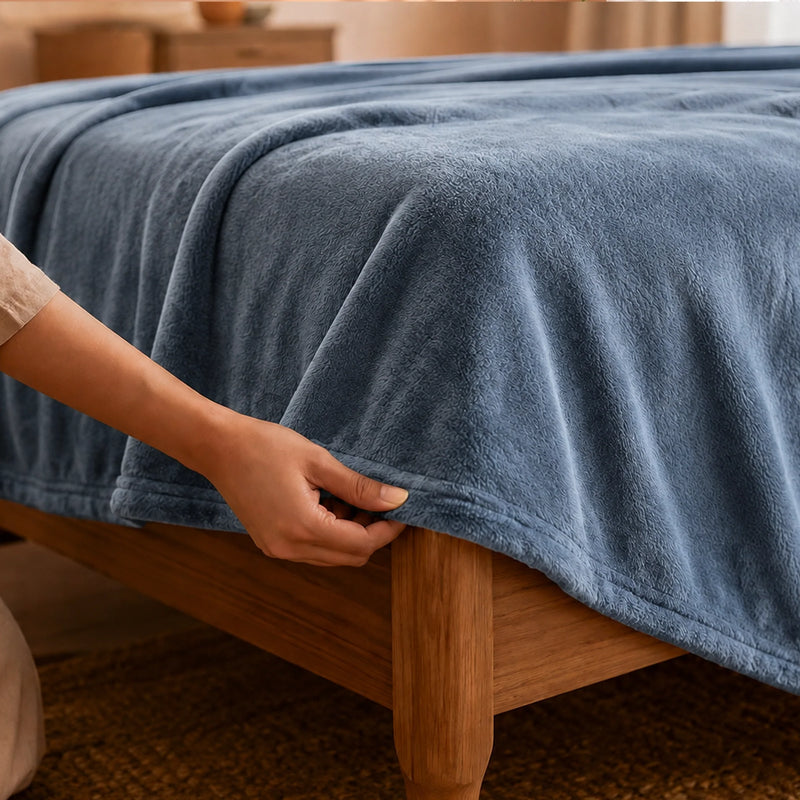 Fort Mellow - Solid Plush Blanket (Frost Blue)-7