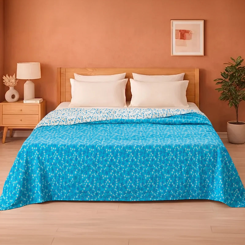 Imprimer Fresco - Floral Printed Dohar (Turquoise & White)-5