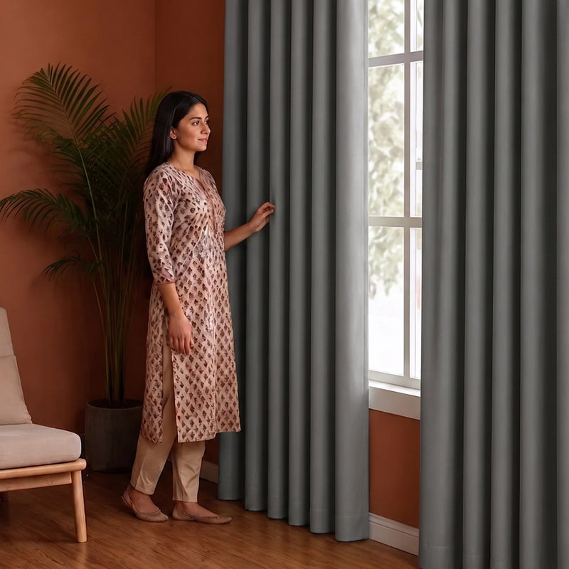 Fort Essential - Rod Pocket Blackout Curtain (Grey)-5