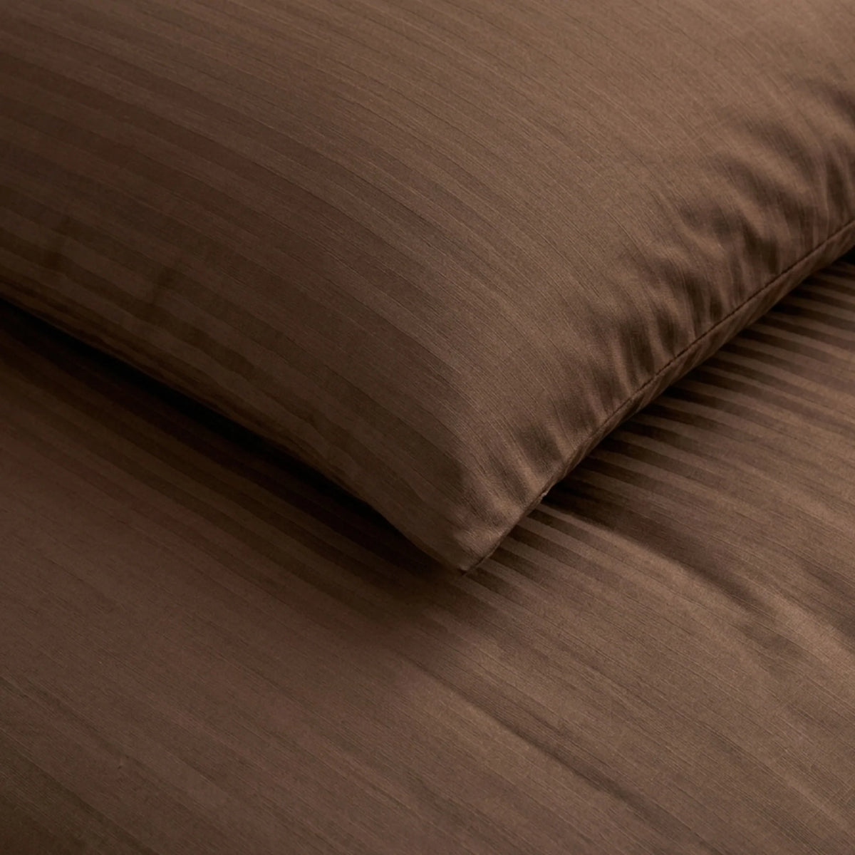 Breton Mellow - Satin Striped Duvet Cover (Brown)-5