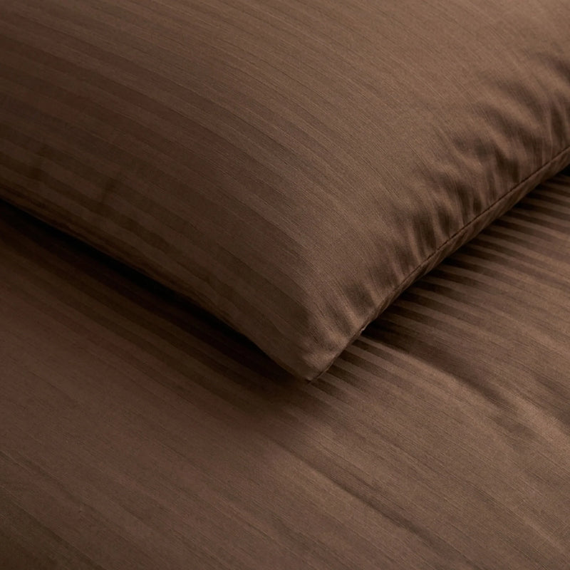 Breton Mellow - Satin Stripe Duvet Cover (Brown)-5