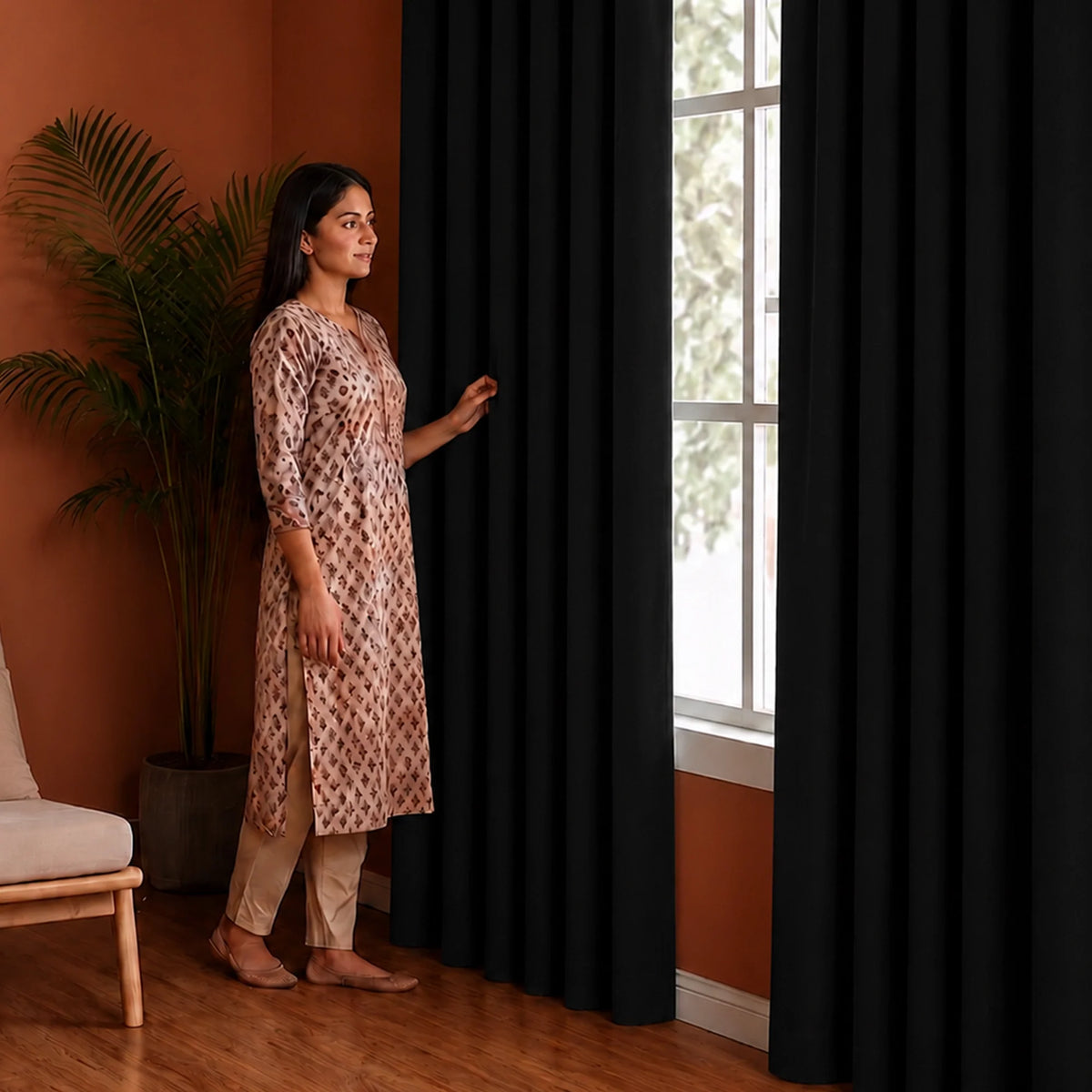 Fort Royal - Rod Pocket Velvet Curtain (Black)-5