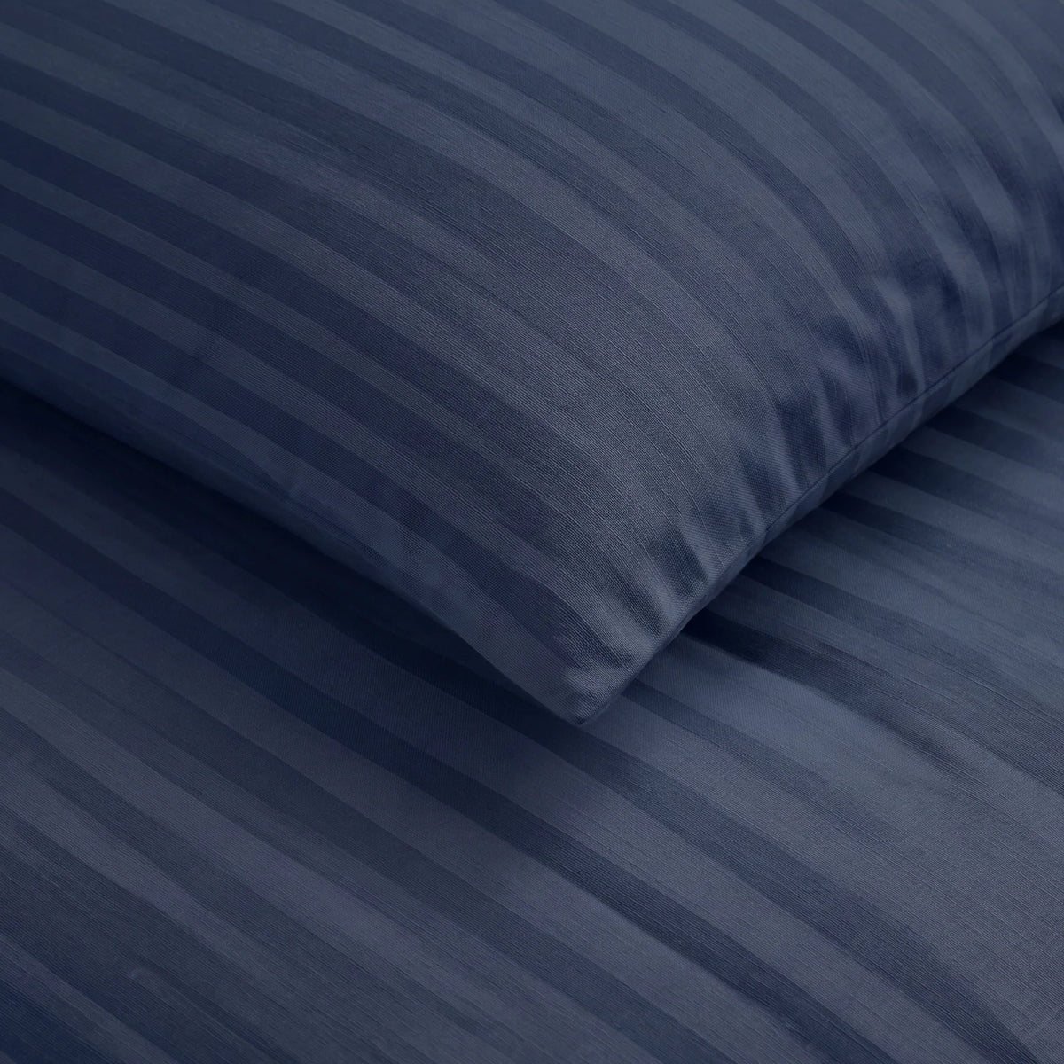 Breton Mellow - Satin Stripe Duvet Cover (Dark Blue)-5