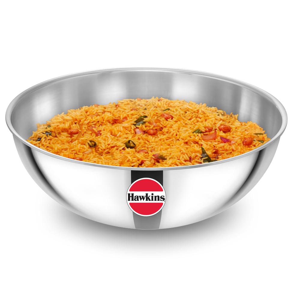 Hawkins Metro Kadhai, Triply Stainless Steel Induction Tasla, Silver