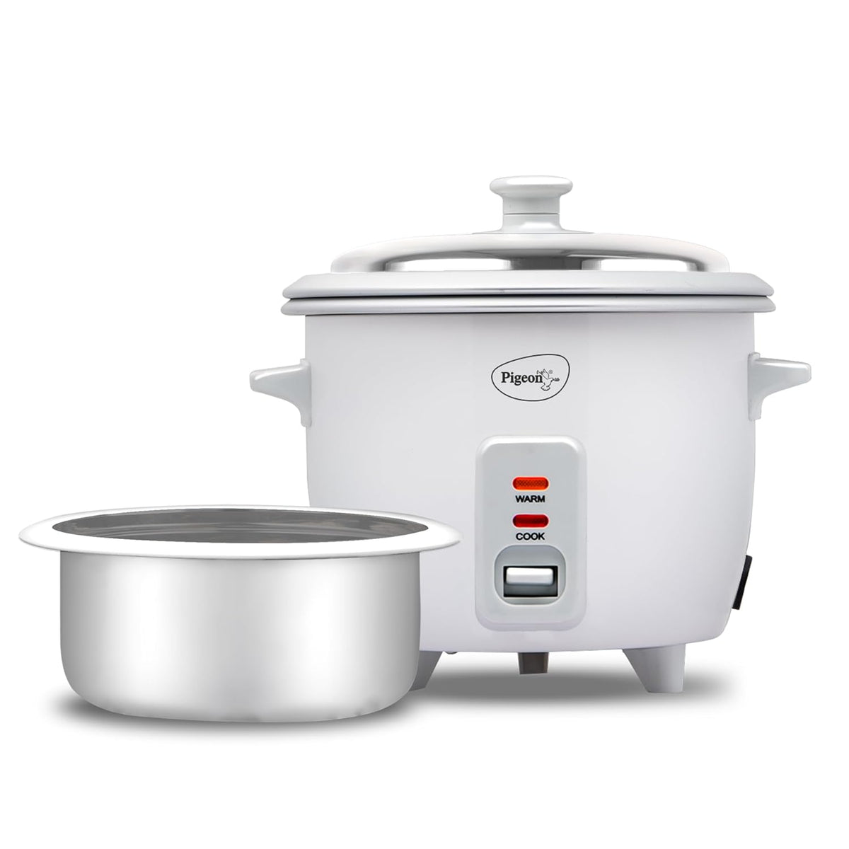 Pigeon Inox Rice Cooker | 1 Litre | Stainless Steel Lid | Aluminium Cooking Pot | Measuring Cup & Spatula