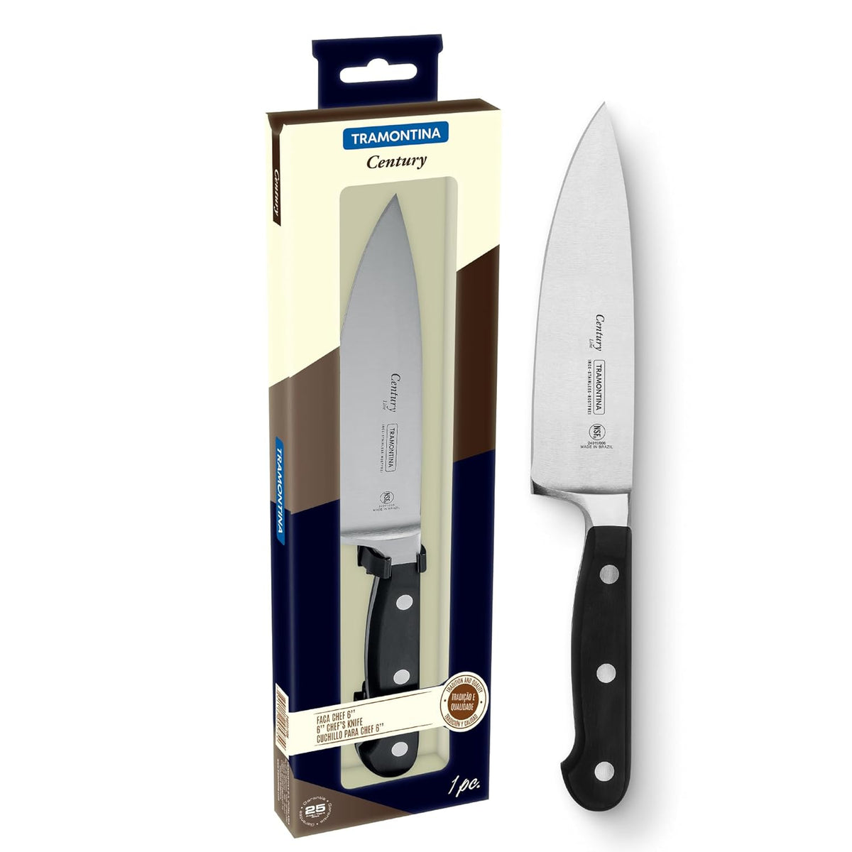 Tramontina Century Stainless Steel Chef Knife | Kitchen Knife | 25 Years Warranty | NSF Certified