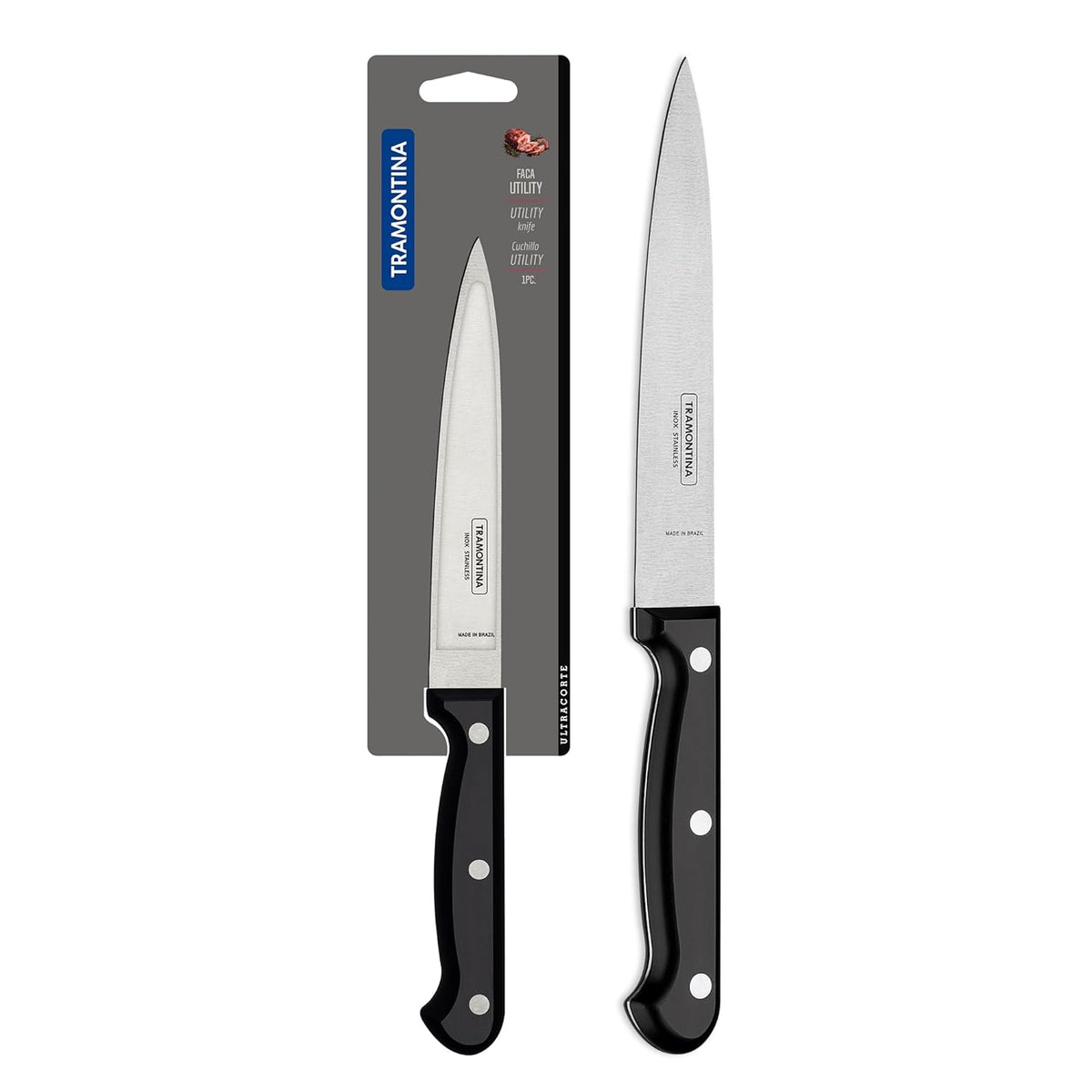 Tramontina Ultracorte Utility Knife | 5.9 Inch Stainless Steel Blade | Multipurpose Kitchen Knife | Antimicrobial Handle