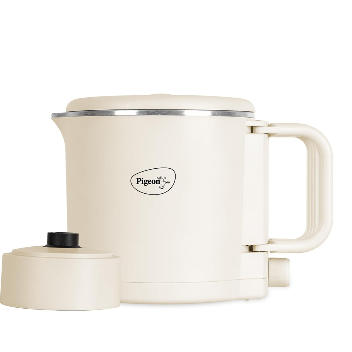 Pigeon Multicook Stainless Steel Travel Kettle | 0.8 Litre | 600 Watts | Cream | Heat Ressitant Handle