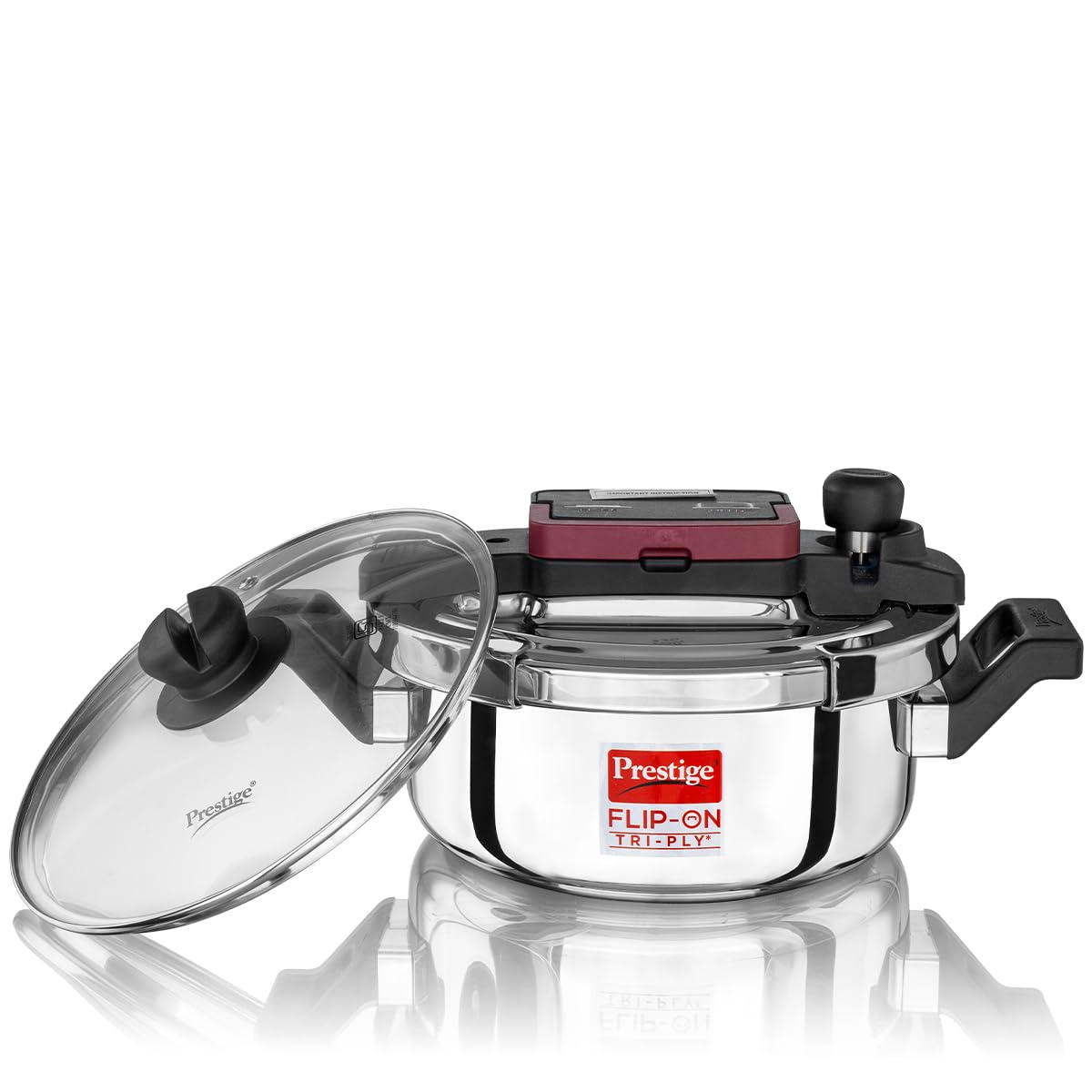 Prestige Flip Triply Pressure Cooker | Glass Lid | Deep Lid | 3 Litre