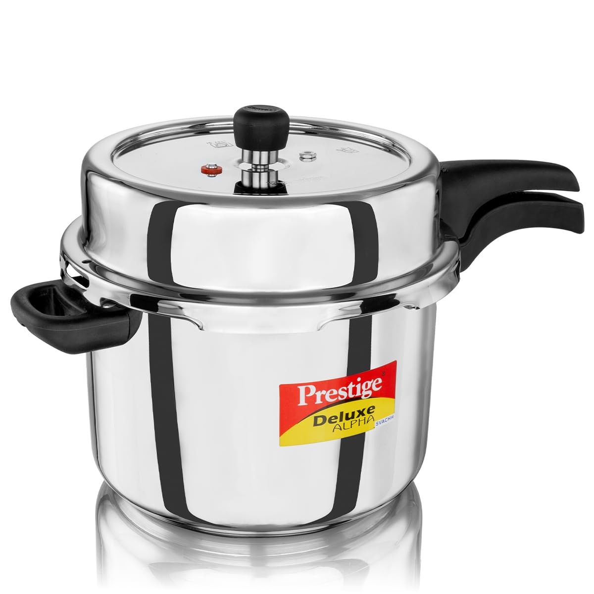 Prestige Deluxe Alpha Stainless Steel Pressure Cooker | 8 Litre | 10 Years Warranty | Large