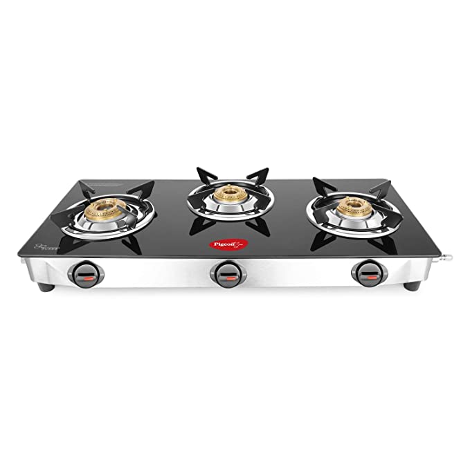 Pigeon Ayush Glasstop Gas Stove | Black