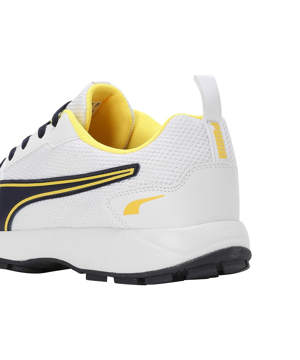 PUMA Cricket HighRun Cricket Shoes - White-Pelé Yellow-Navy