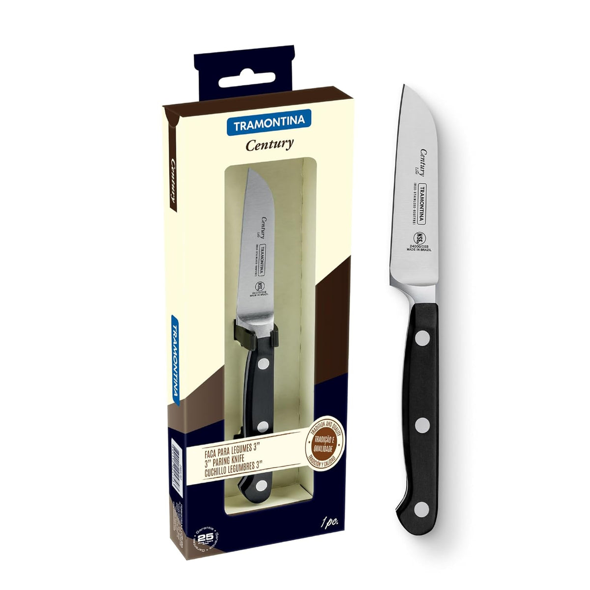 Tramontina Century Stainless Steel Vegetable & Fruits Knife | Kitchen Knife | 25 Years Warranty | 7.6 cm