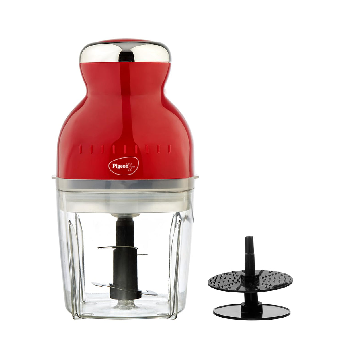 Pigeon Rapid Electric Chopper | Portable with 3 Stainless Steel Blades | Maroon | 300 Watts