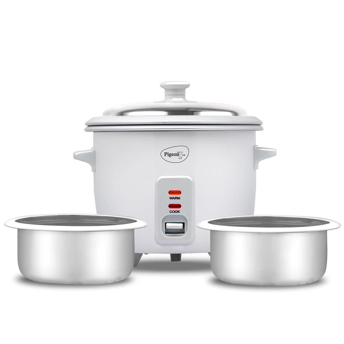 Pigeon Inox Rice Cooker | 1 Litre | Stainless Steel Lid | Aluminium Cooking Pot | Measuring Cup & Spatula