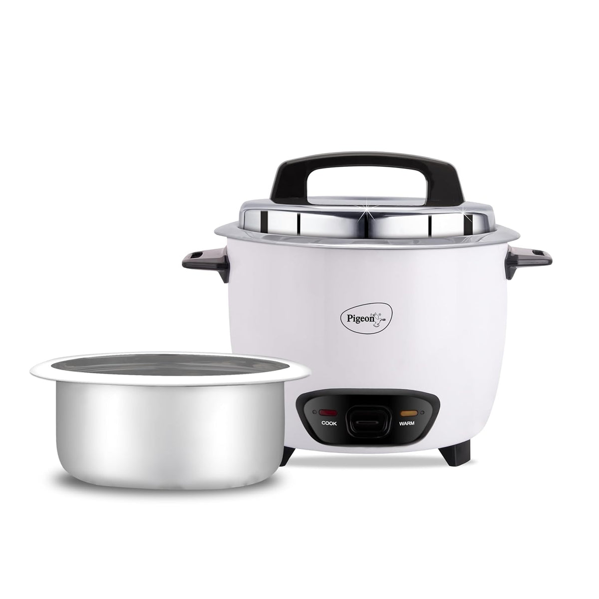 Pigeon Joy Rice cooker | 1 Litre | Aluminium Cooking Pot | Measuring Cup | Spatula | White