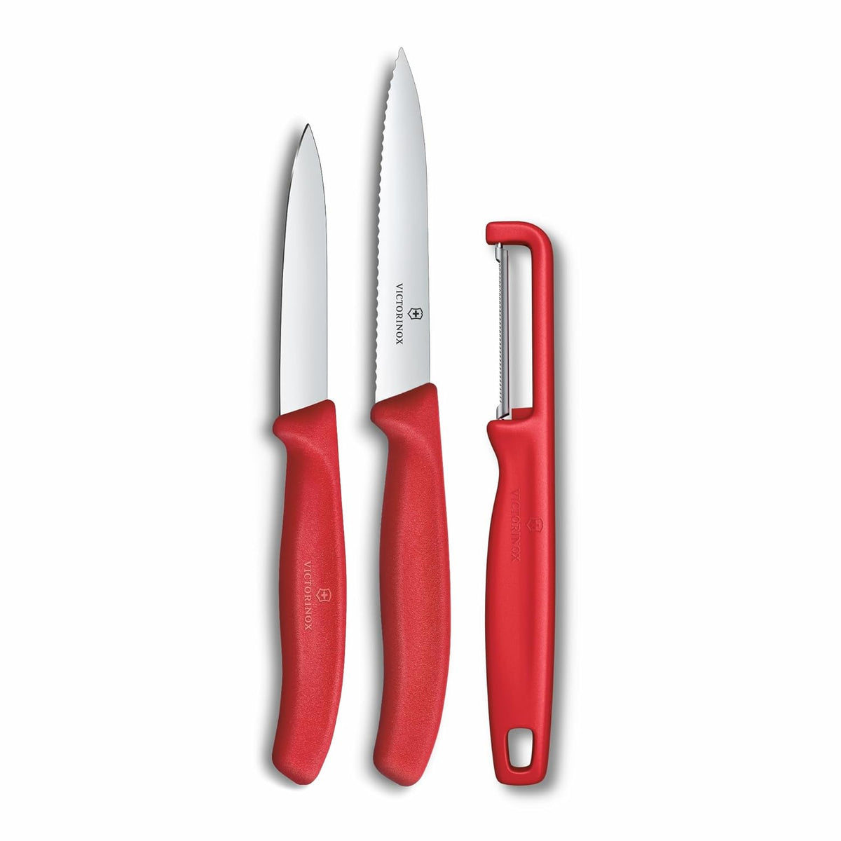 Victorinox Swiss Made Stainless Steel Swiss Classic Paring Knife | 8,10 cm | I-Peeler Set 3 Pcs | Red