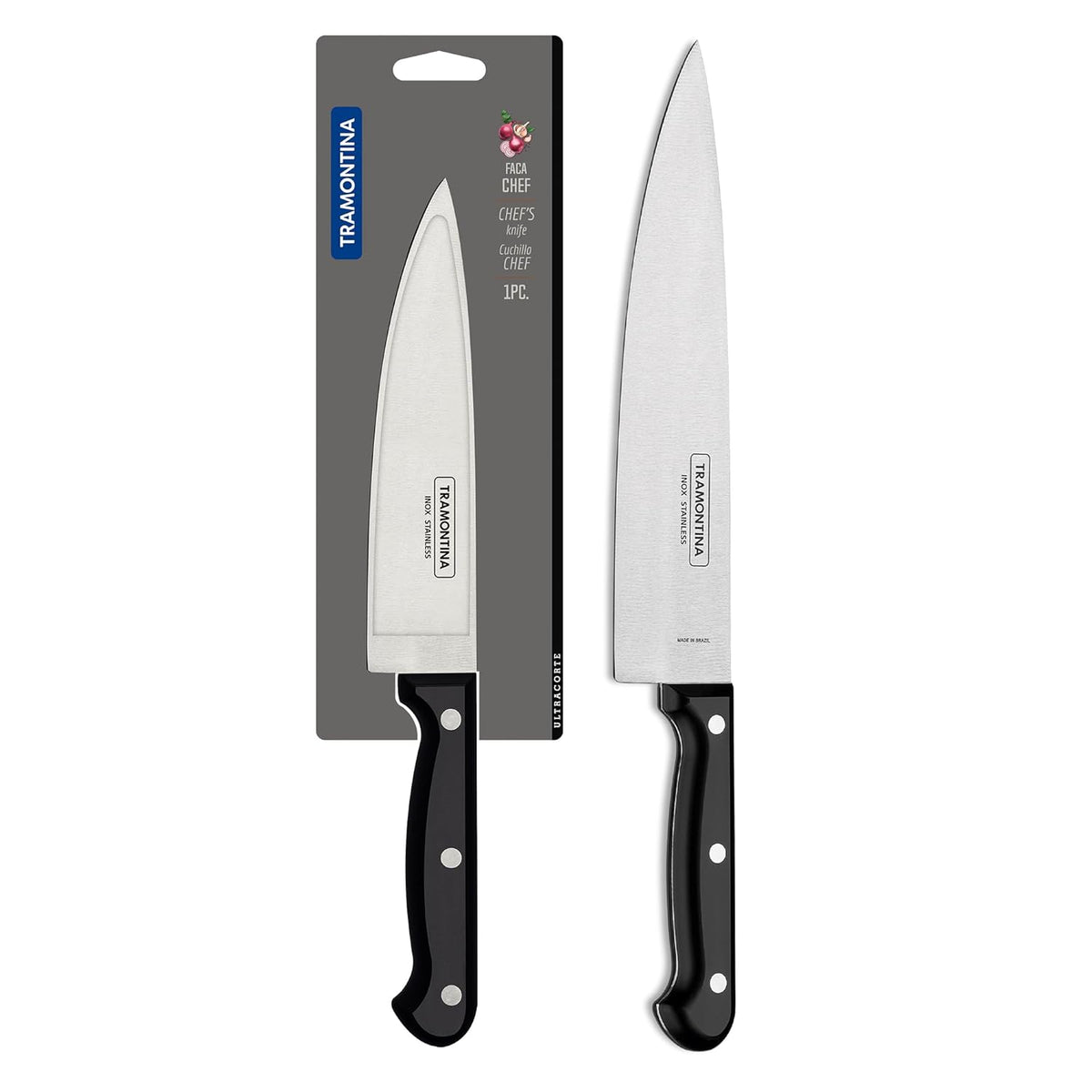 Tramontina Ultracorte Chef Knife | 15 cm Stainless Steel Blade | Multipurpose Kitchen & Vegetable Knife | Antimicrobial 