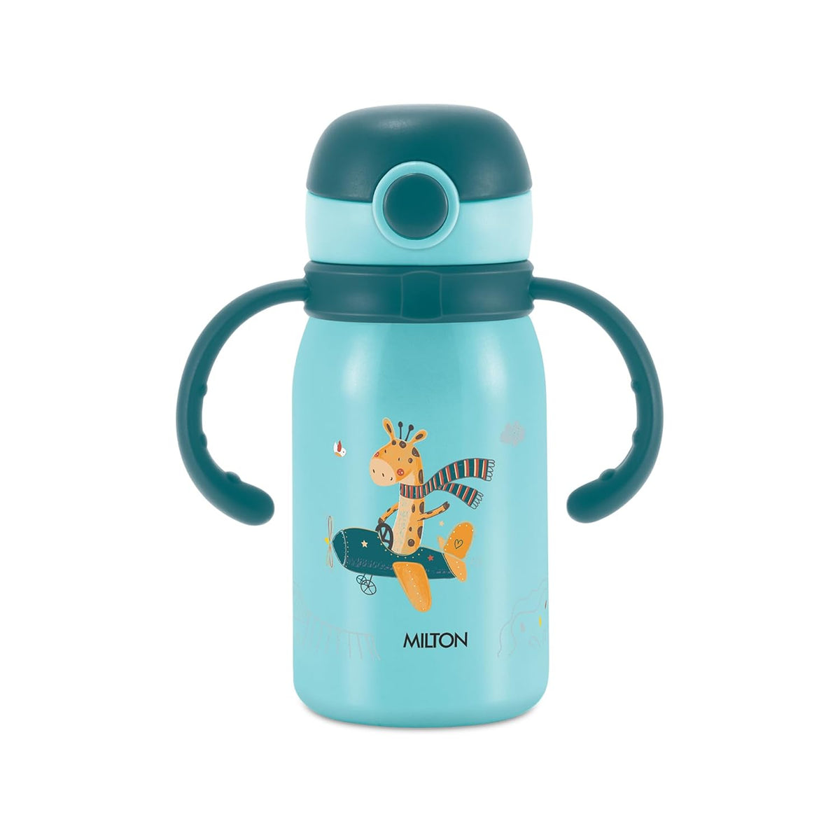 Milton Kiddo Thermosteel Water Bottle | 300ml | Spout Lid and Straw | Blue