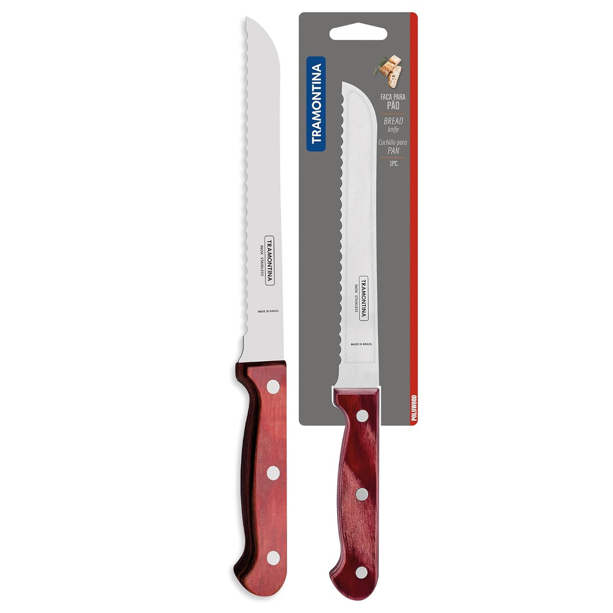Tramontina Polywood Bread Knife | Knife for Bread & Sandwiches | 5 Years Warranty | Heat Resistant