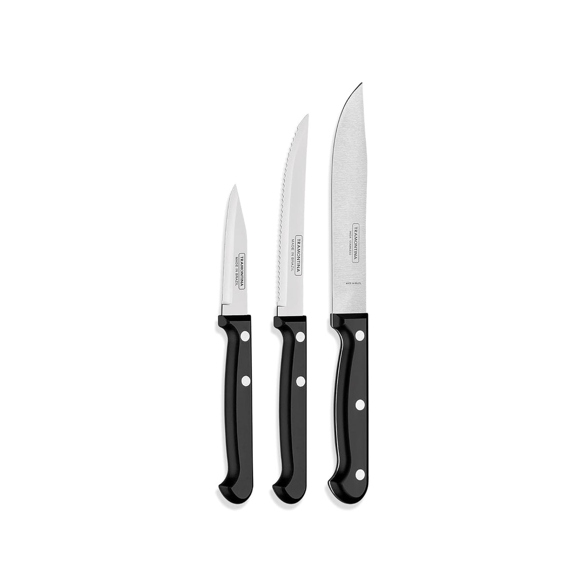 Tramontina Ultracorte Knife Set | 3-Piece Stainless Steel Kitchen Knife Set | Antimicrobial Handles | Dishwasher Safe | 