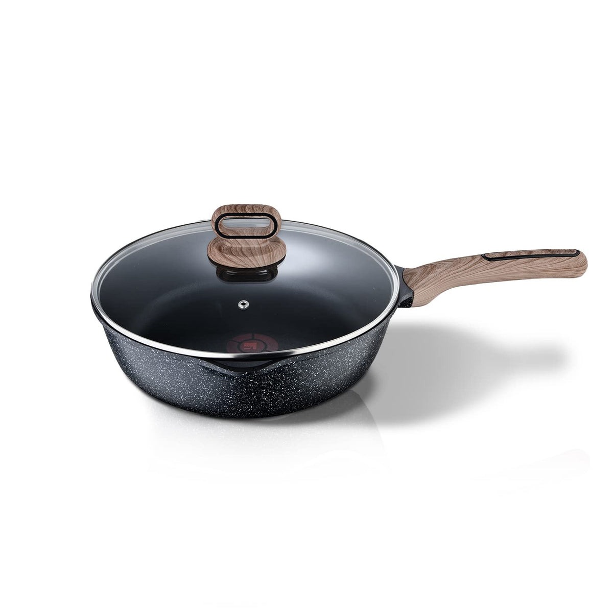 Bergner Ultimate Non-Stick Deep Frypan with Glass Lid | 1.8Litre | Heatdot Technology & Induction Base | Grey