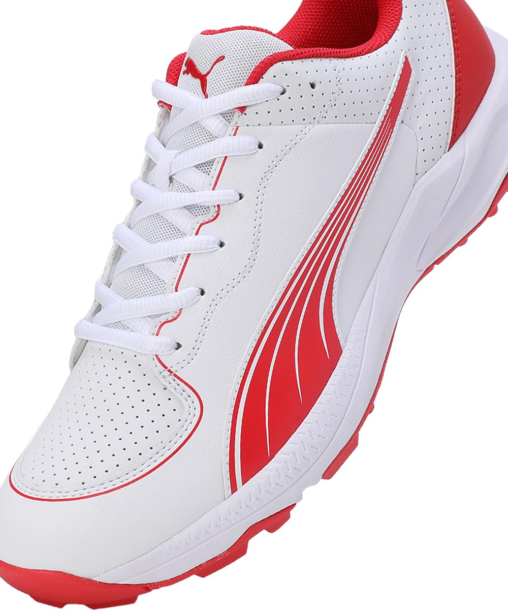 Puma 24 FH Rubber Wide Fit Cricket Shoes - White-Red