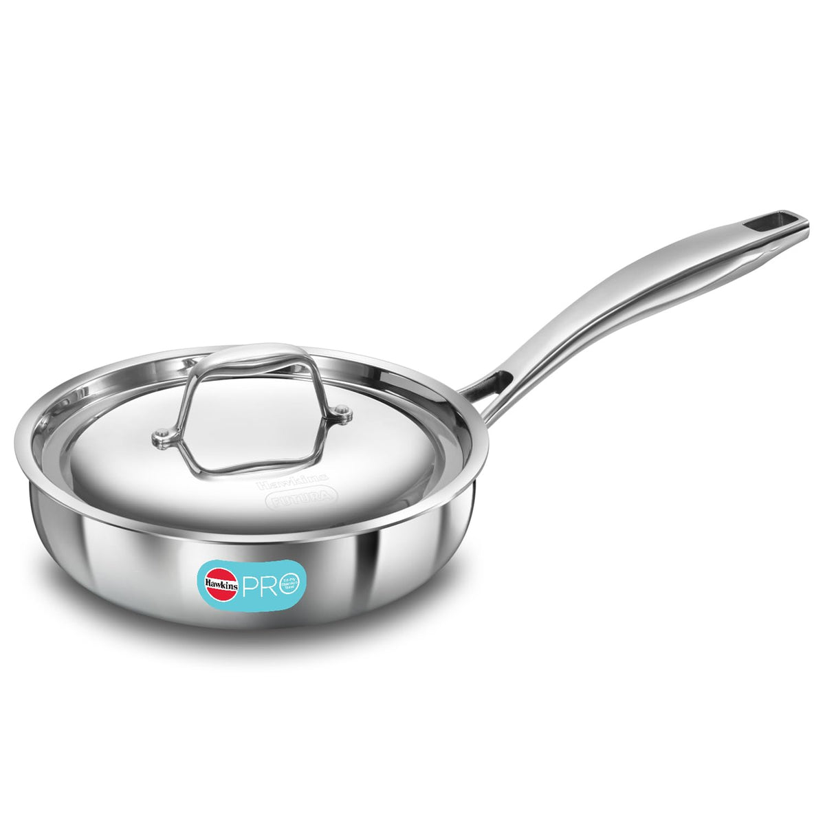 Hawkins Pro Frying Pan, Triply Stainless Steel Fry Pan with Stainless Steel Handle and Stainless Steel Lid