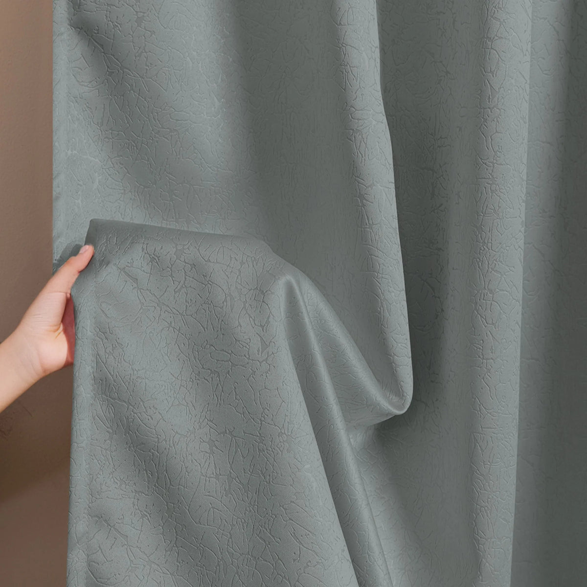 Fort Essential Abstract - Rod Pocket Black Backing Blackout Curtain (Grey)-6