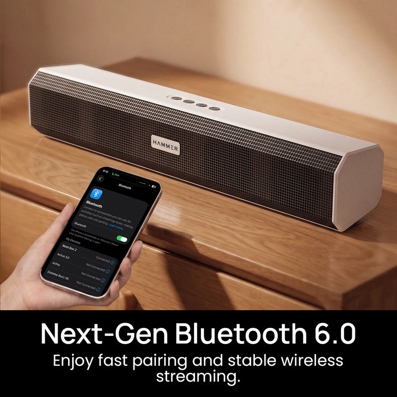HAMMER BeatBox 2 Portable Bluetooth Soundbar Speaker with 20W RMS, 6 Hours Playtime - White-6