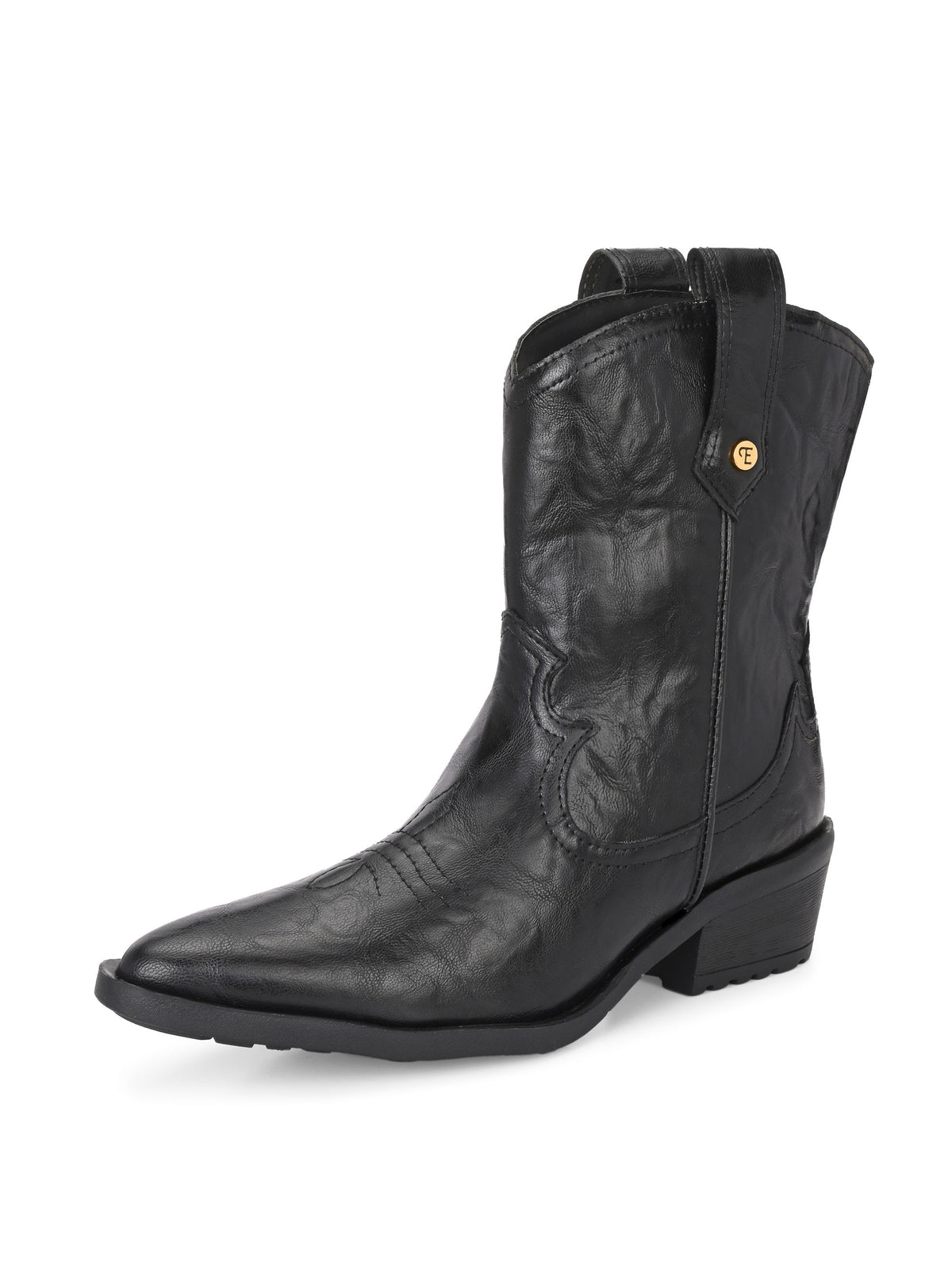 EL PASO Women Faux Leather Casual Slip On Cowboy Boots-13