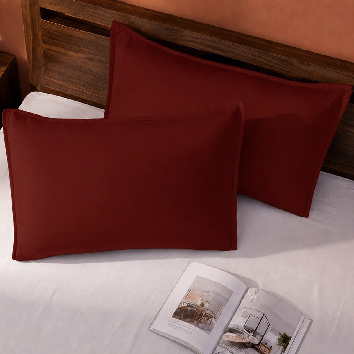 Fort Nightingale - Solid Pillow Cover (Maroon) (Bedsheet Excluded)-6