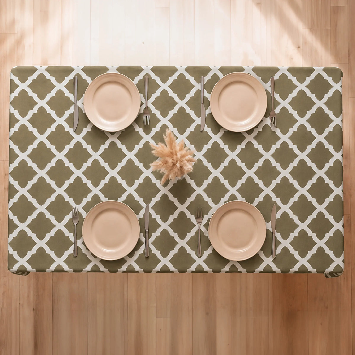 Imprimer Quatrefoil - Printed Dining Table Cover (Grey)-6