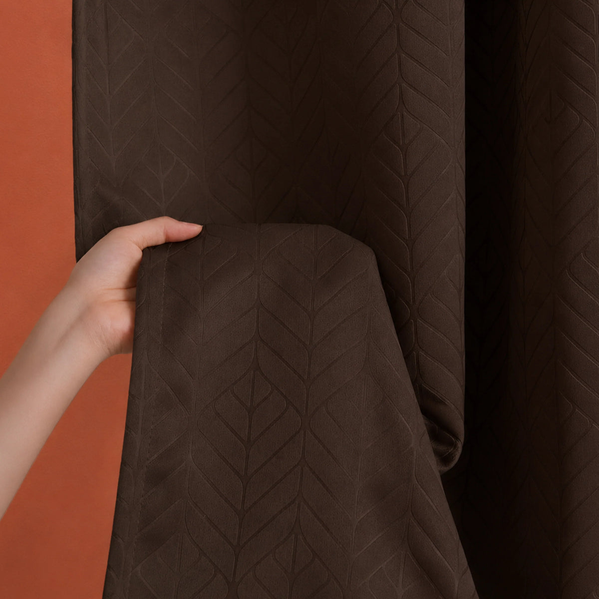 Fort Essential Embossed - Rod Pocket Black Backing Blackout Curtain (Brown)-6