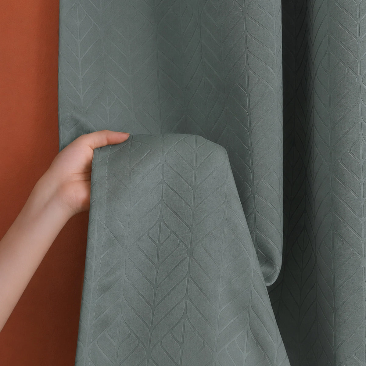 Fort Essential Embossed - Eyelet Black Backing Blackout Curtain (Grey)-1