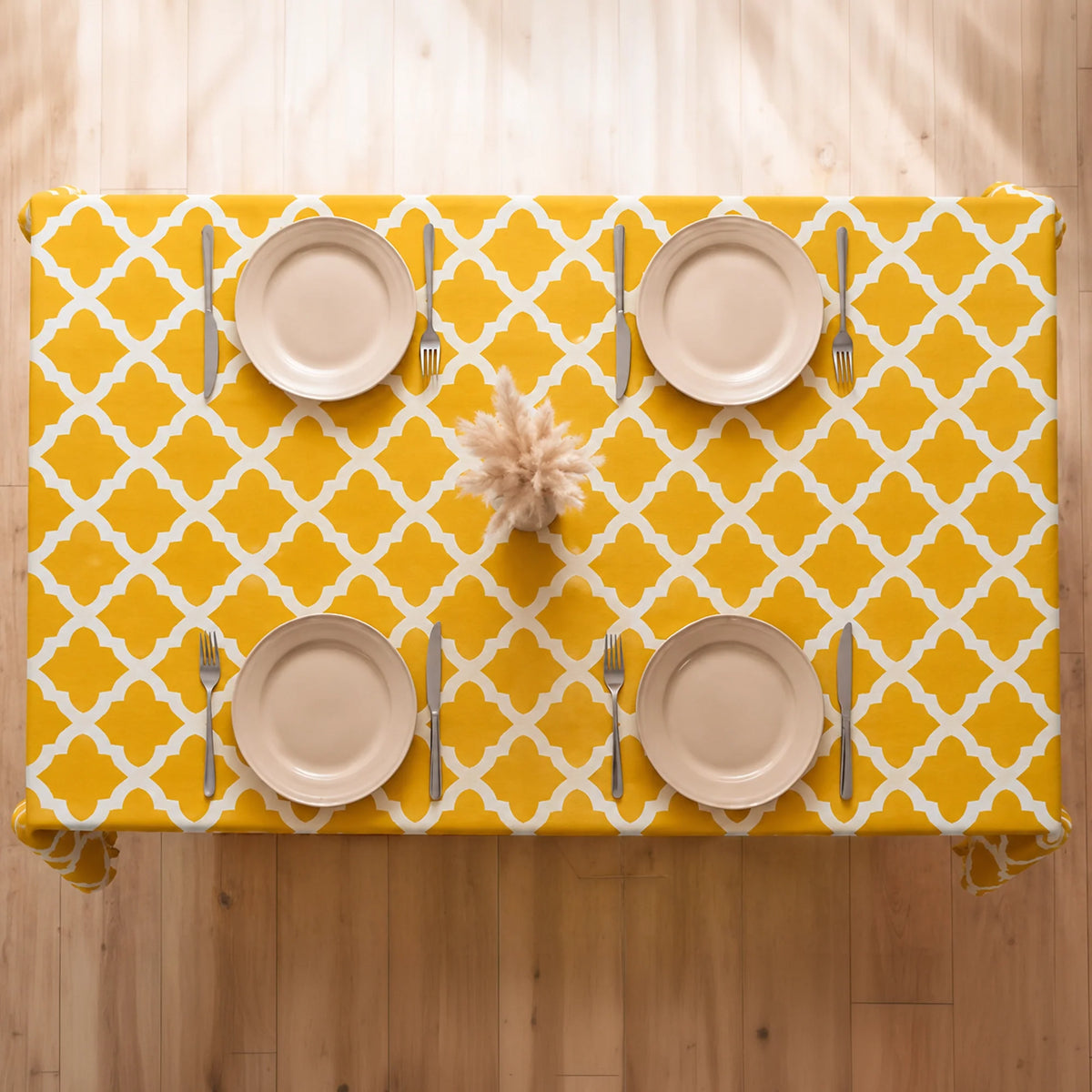 Imprimer Quatrefoil - Printed Dining Table Cover (Yellow)-6