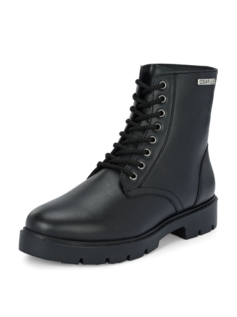 Brown Lace-Up Block Heel Boots