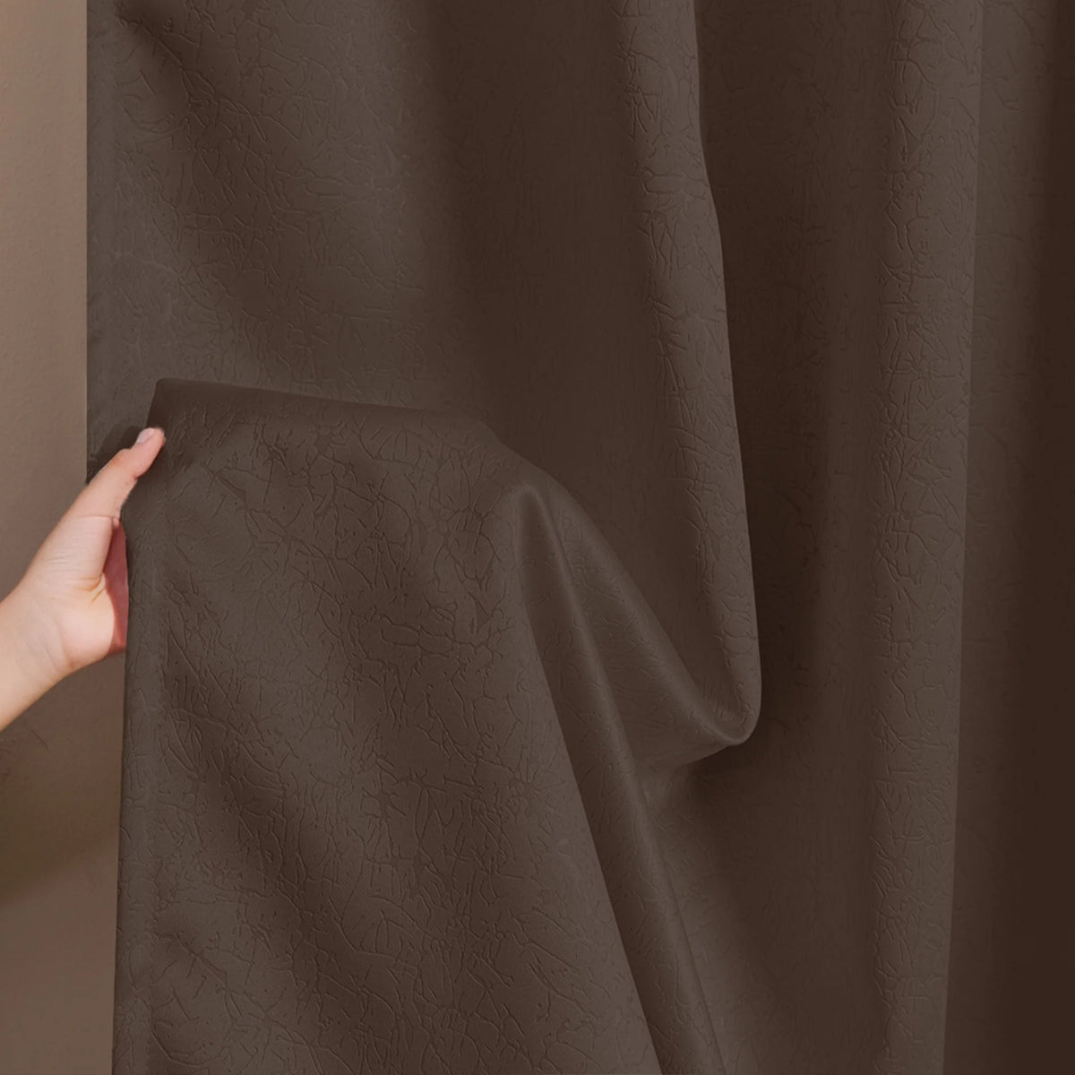Fort Essential Abstract - Eyelet Black Backing Blackout Curtain (Brown)-6