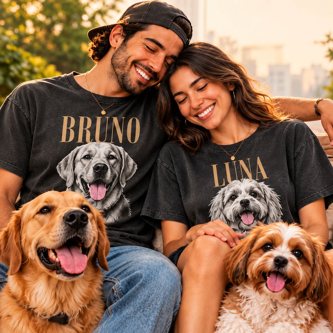Personalized Pet Portrait Vintage T-Shirt – Custom Photo & Name-6