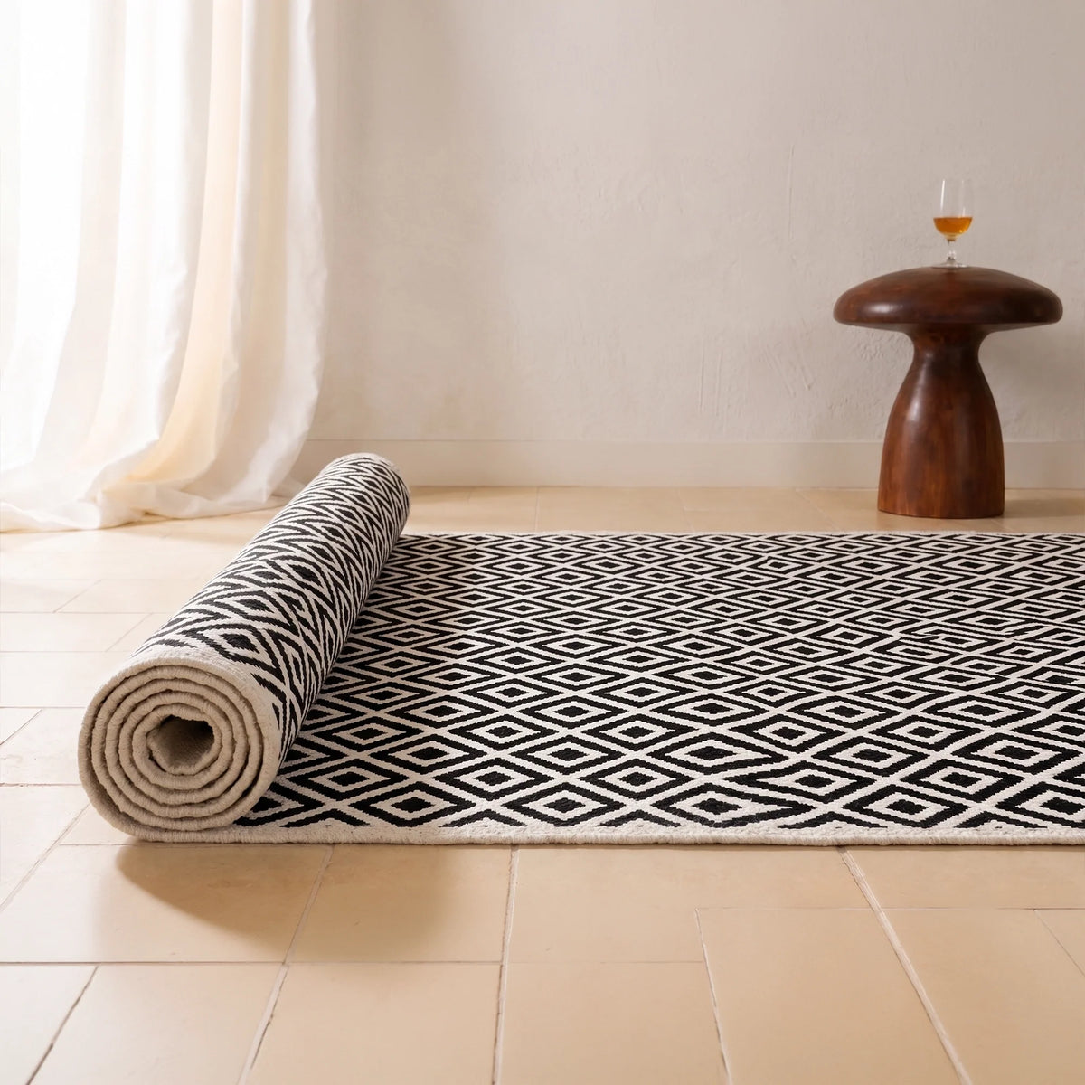Tessitura Confetti - Diamond Printed Rug (Black & White)-8