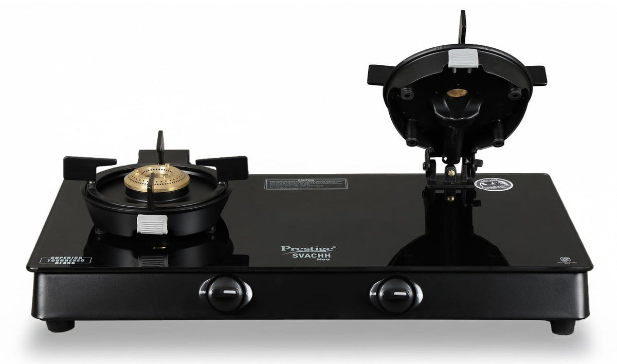 Prestige Svachh Neo GTSN 02 Toughened Glasstop Gas Stove with Liftable 2 Burners (Black)