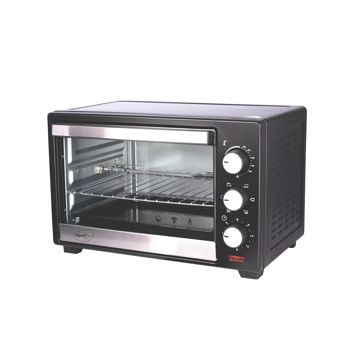Pigeon 25 Litres OTG With Rotisserie For Grilling And Baking | 1400 Watts | Black