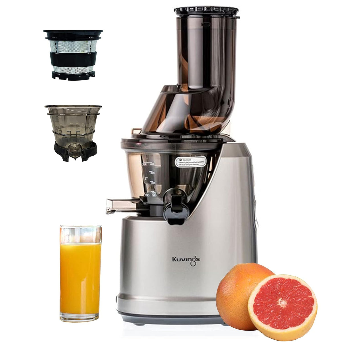 Kuvings B1700 Cold Press Slow Juicer with Strainer | Silver Smoothie + Sorbet Maker