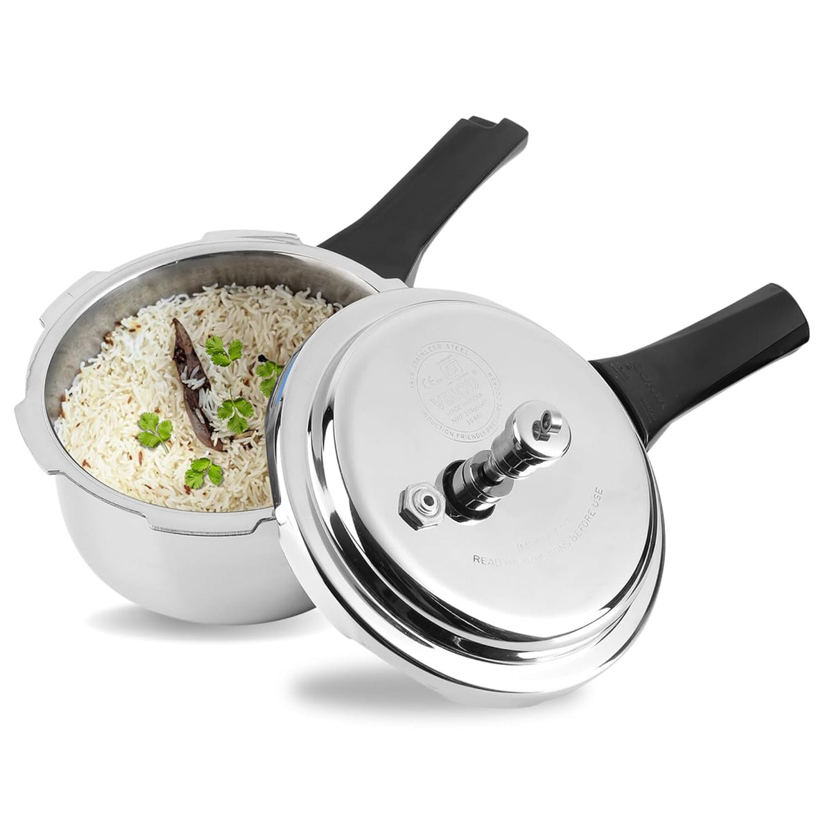 Vinod Platinum Triply Stainless Steel Pressure Cooker | 5 Litre | Outer Lid | Medium Sized Families