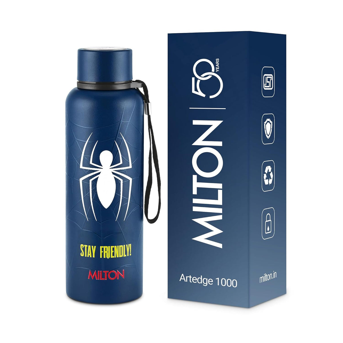 Milton Marvel Artedge Water Bottle | ISI Certified | 1000ml | Leak Proof Lid